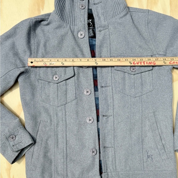 Kane & Unke Men’s Gray Cotton Jacket Size S Button Up High Collar - Picture 9 of 15